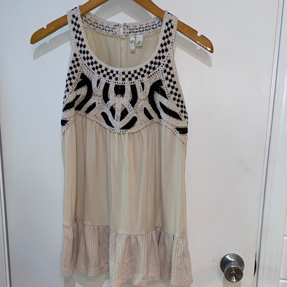 Cato Cream Camisole with Black Crochet Yoke